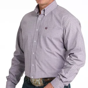 Active Layer Fit Denim combination Cinch Men's L/S Classic Fit Plaid Button Down Western Shirt in Lilac