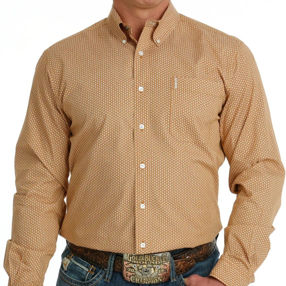 Soft Layers Cinch Men's L/S Modern Fit Brown Vertical Geometric Western Button Down Shirt