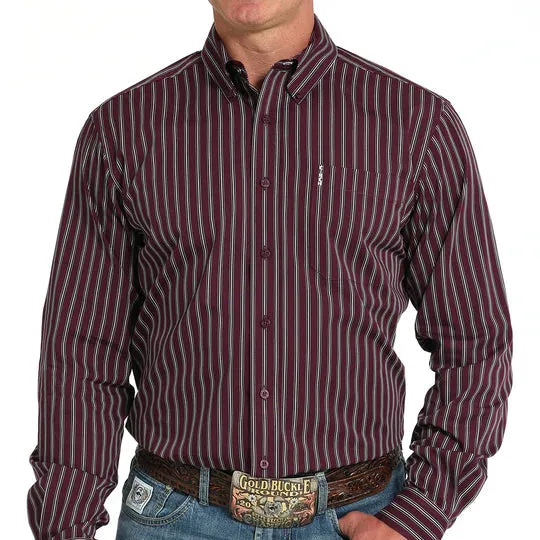 Active Wear Cinch Men's L/S Modern Fit Purple Stripe Western Button Down Shirt
