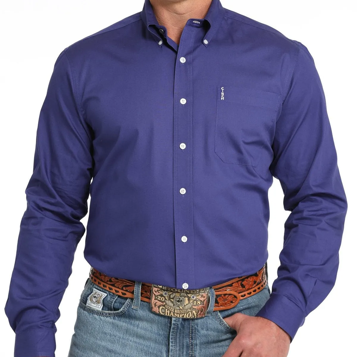 Geometric precision Cinch Men's L/S Modern Fit Solid Purple Western Button Down Shirt