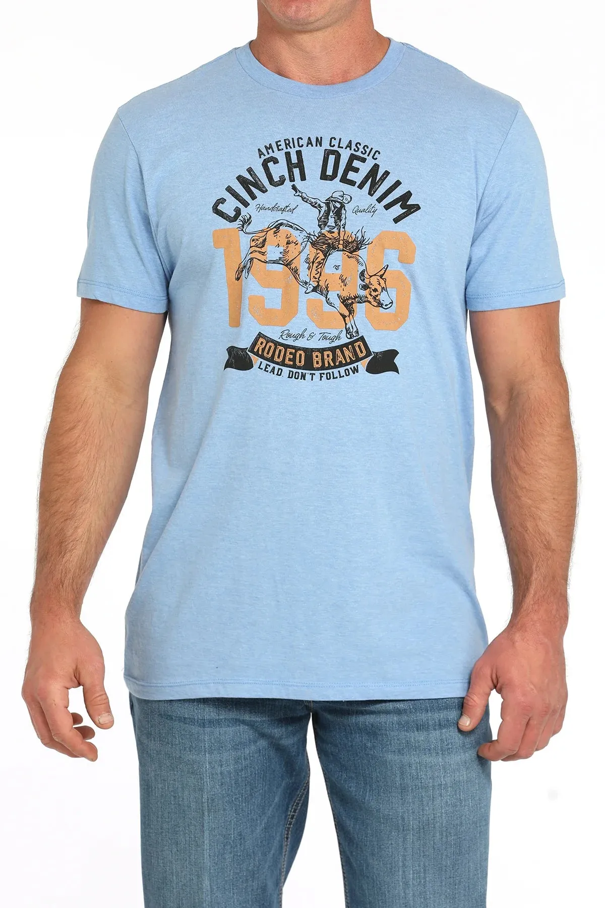 Cinch Men's Rodeo Brand Graphic Logo T-Shirt in Light Blue Versatile Comfort Wear