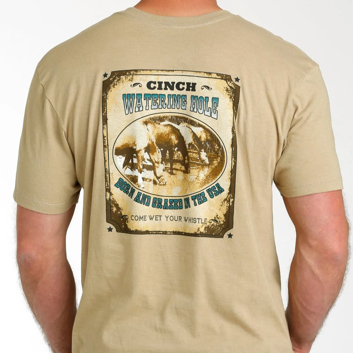 Cinch Men's Watering Hole Graphic Logo T-Shirt in Cream Chilly Layer