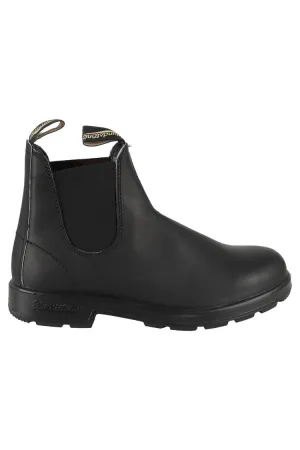 Slim Outline Winter Warm Black Leather Boot With Elastic Side Panels
