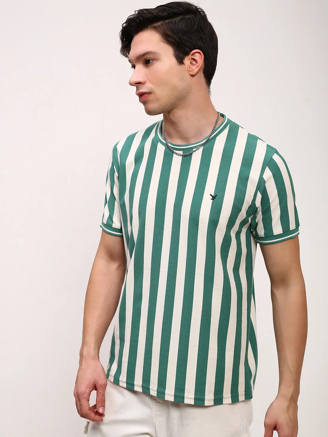 Men's Green Round Neck Casual T-Shirt product cycling suitable endurance