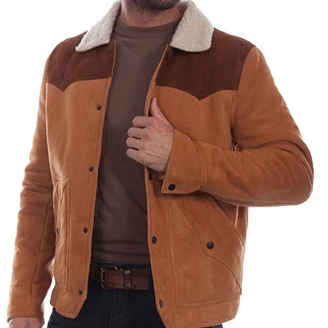 Lightweight Warmth Core Scully Men's Suede Leather Jacket in Tan