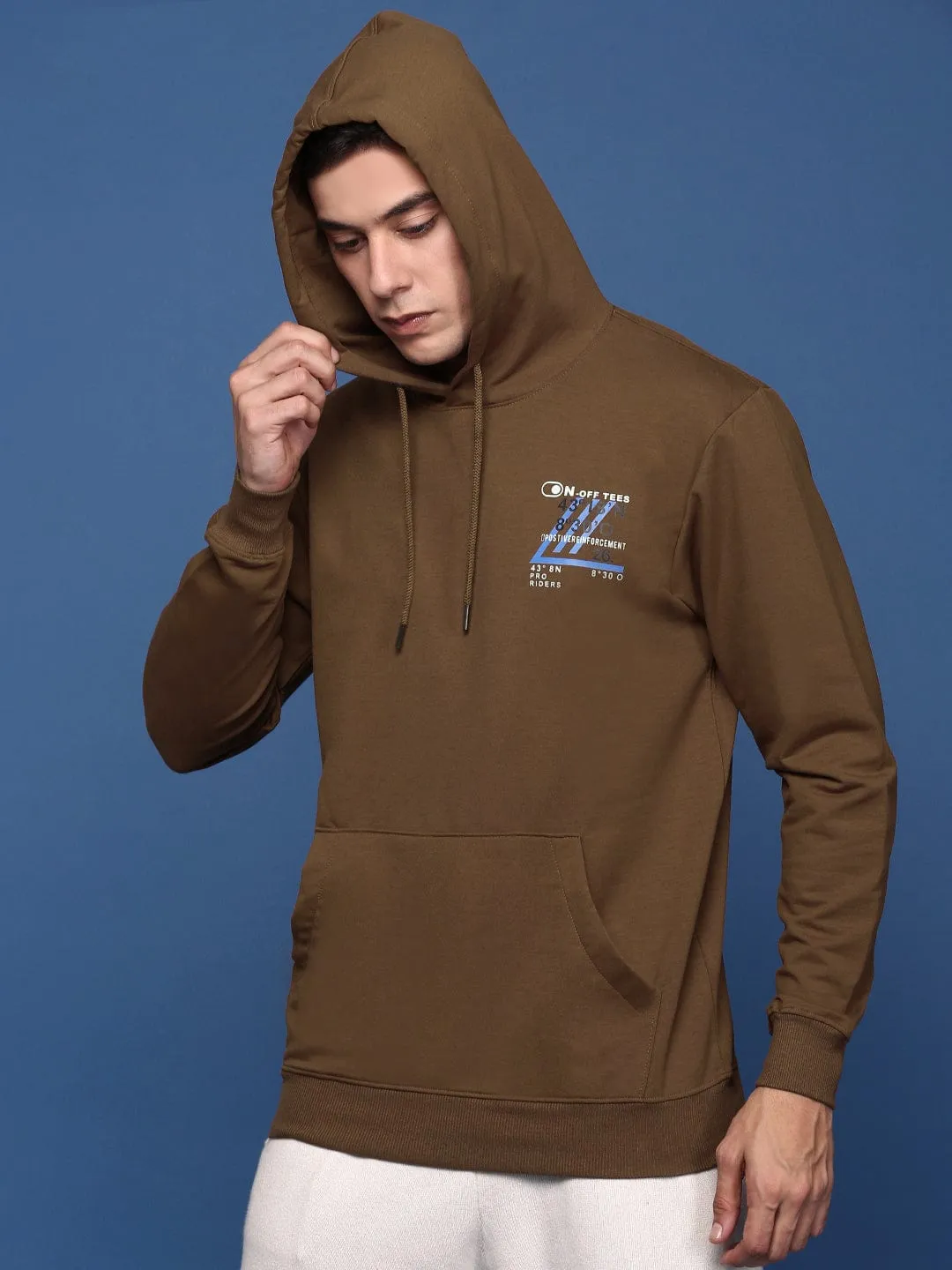 Comfy Wearable Men's Solid Brown Hoodie