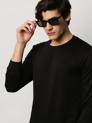 Men's Black Round Neck Cotton Sweatshirt product rough ruggedness Relaxed Essentials