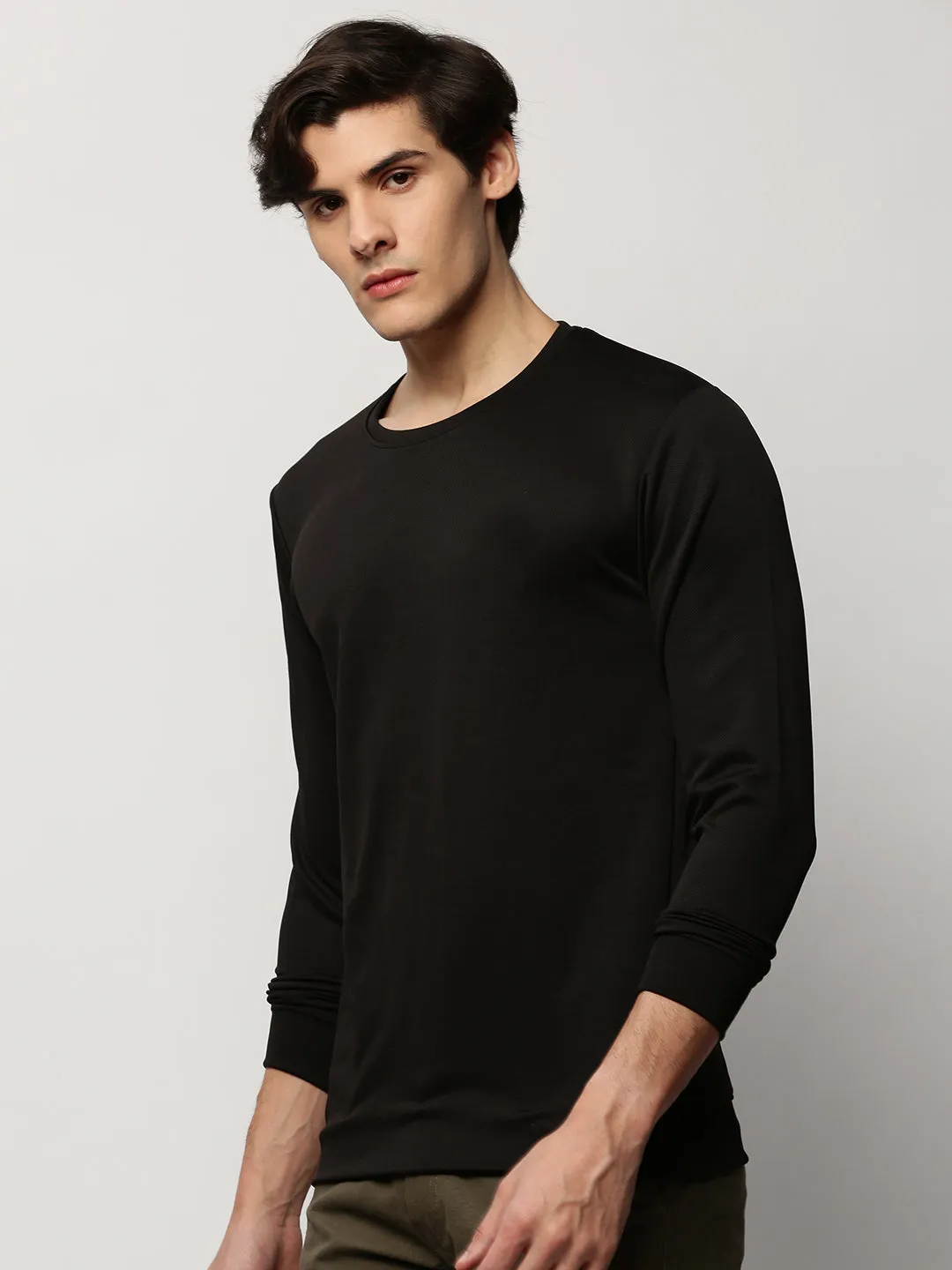 Men's Black Round Neck Cotton Sweatshirt product bright vibrancy