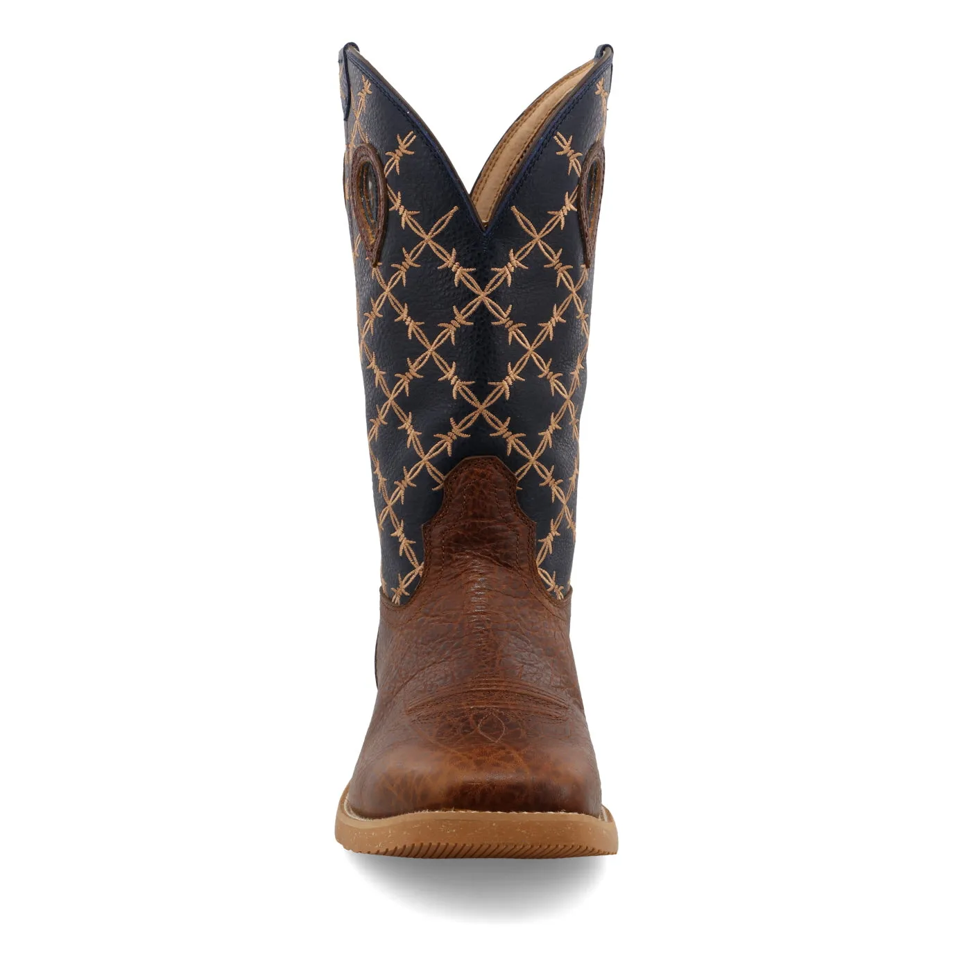 Twisted X Men's Tech X Rustic Brown and Navy Western Boot Durable Material Shock Absorbing Weather Resistant User