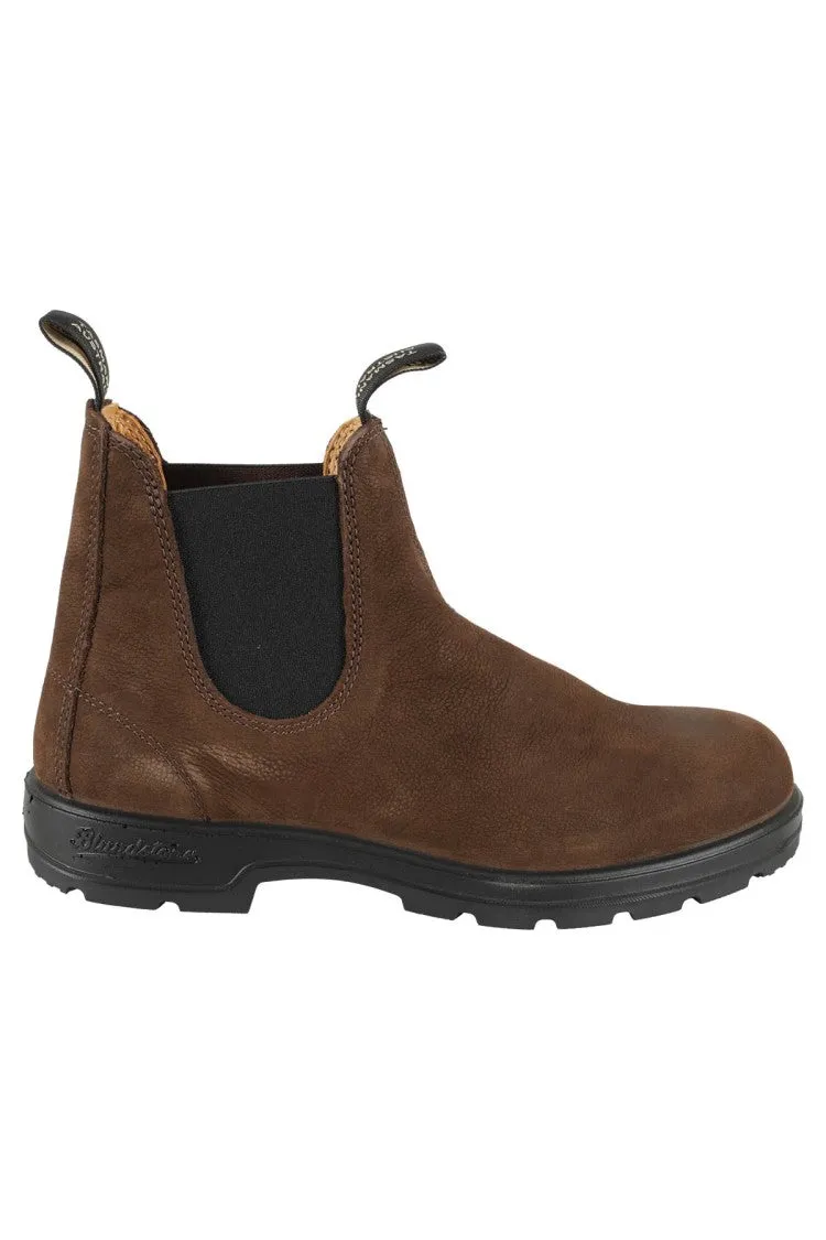Practical Office Classic Brown Nubuck Boots With Side Elastics
