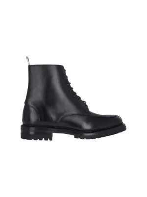 Classic Commando' Black Leather Derby Boots ?C Black Quick Dry Lining Fabric Luxury Brand