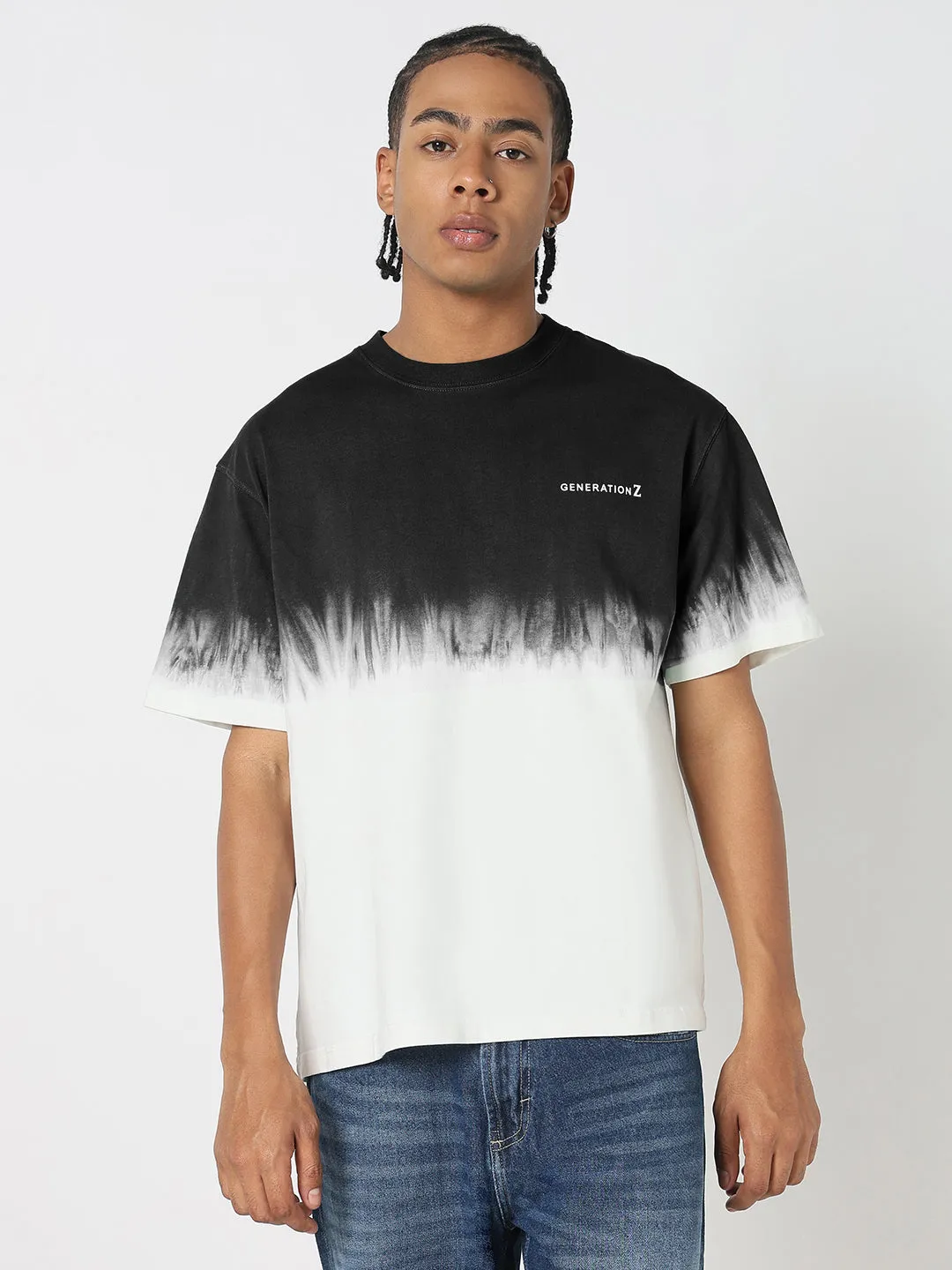 Men's Grey Tie and Dye Oversized T-Shirt Tight Core