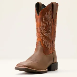 Ariat Men's Sport Rider Cowboy Boot in Vintage Oak & Rustic Orange Well   Made Hill Climb