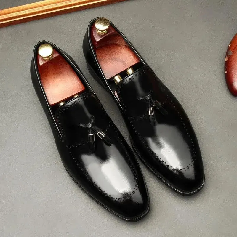 Vincenzo Patent Leather Tassel Loafer Shoes For Men Local Walk Indoor