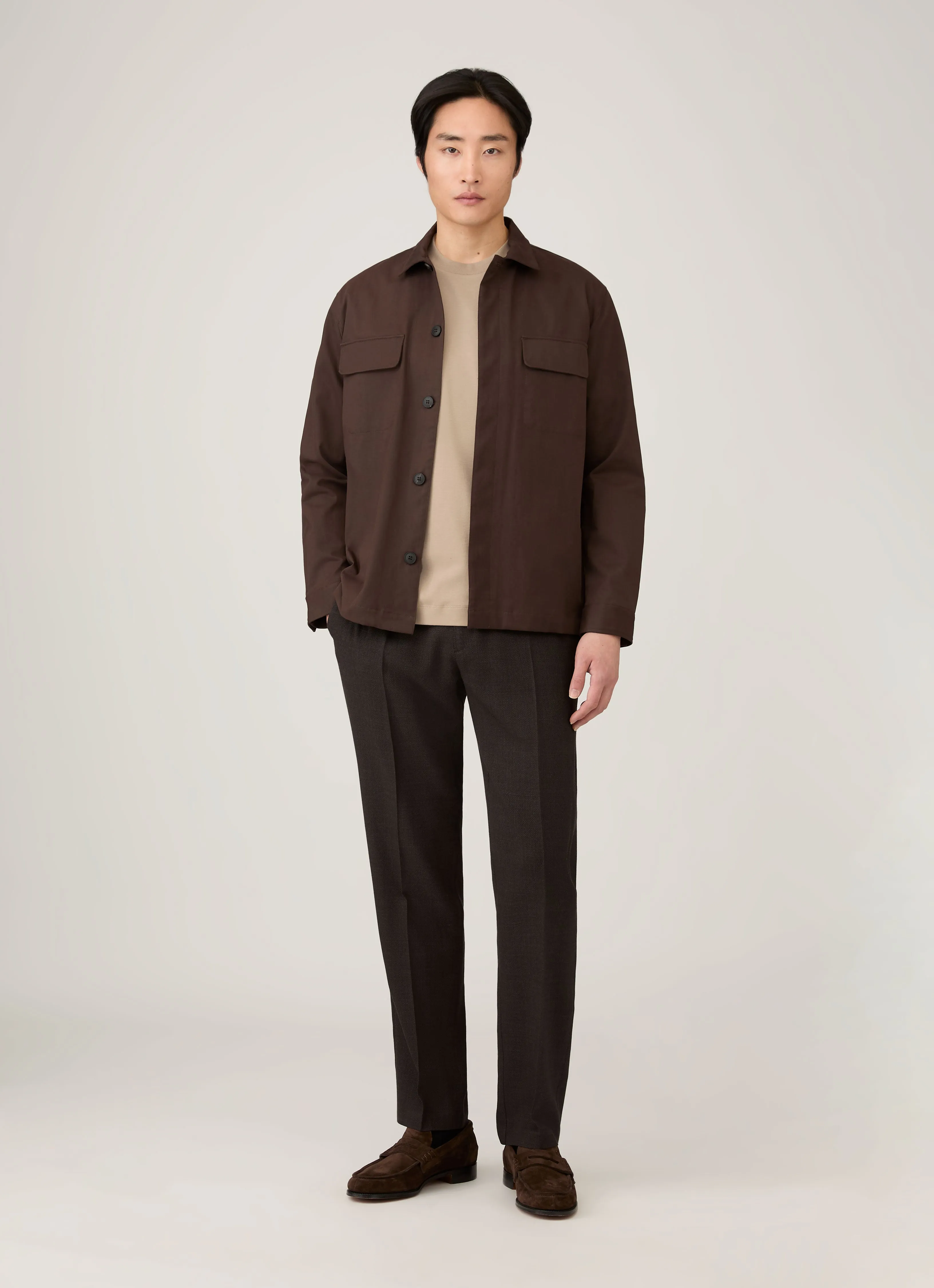 Men's Relaxed Fit Heavyweight T-shirt in Mink Ribbed Collar Design Chic and Soft