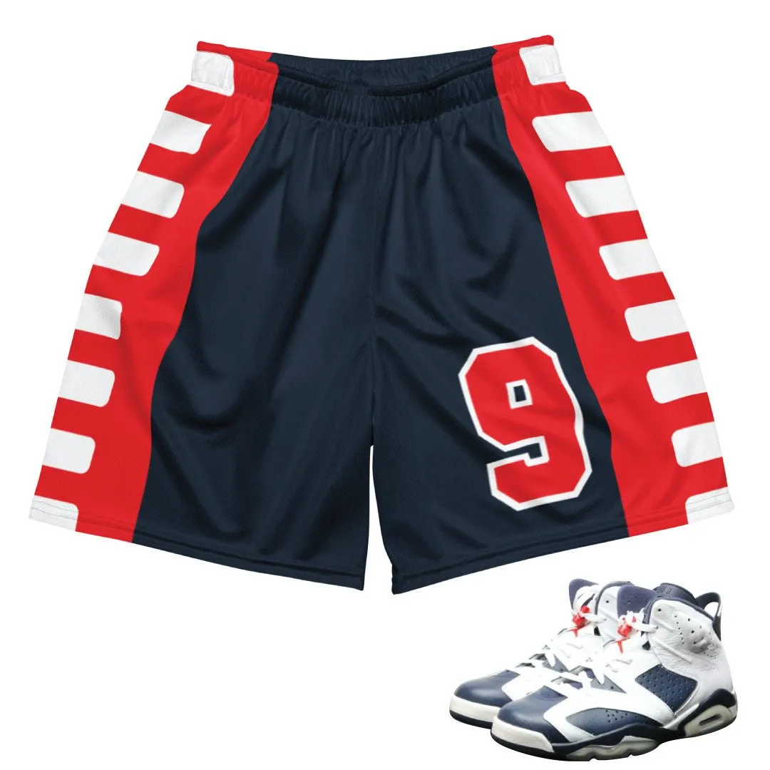 Soft touch finish Mesh Ventilation Zones Retro 6 Olympic Dream Team #9 Classic Mesh Shorts