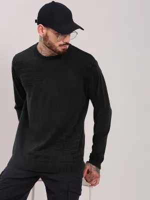 UV Protection Finish Men's Grey Solid Round Neck Pullover