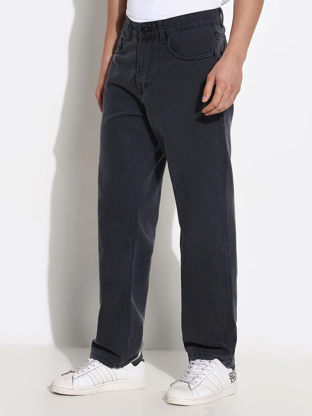 Men's Grey Straight Fit Acid Wash Jeans Polished Look Nature Lover Shopping Day Everyday