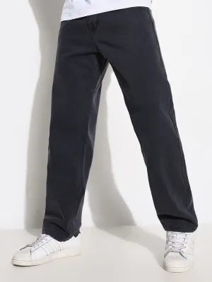 Breathable Lining System Men's Grey Straight Fit Acid Wash Jeans