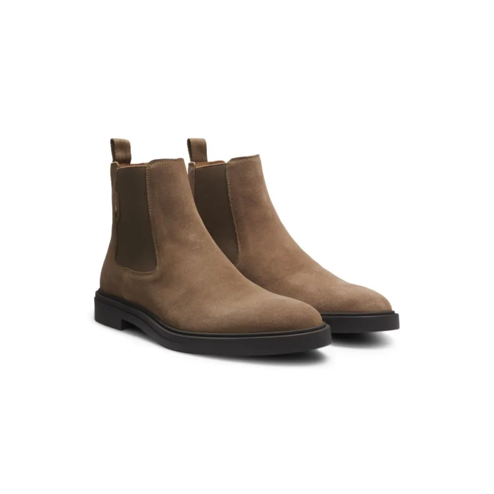 Suede Chelsea boots with signature stripe Affordable Chic