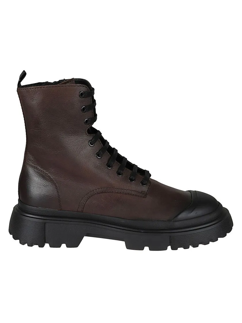 Ankle-High Brown Leather Boots Form Fit