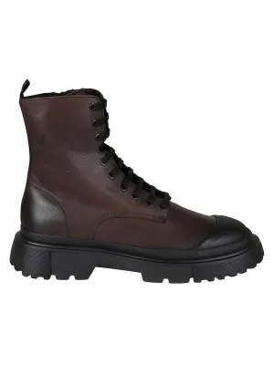 Ankle-High Brown Leather Boots Form Fit