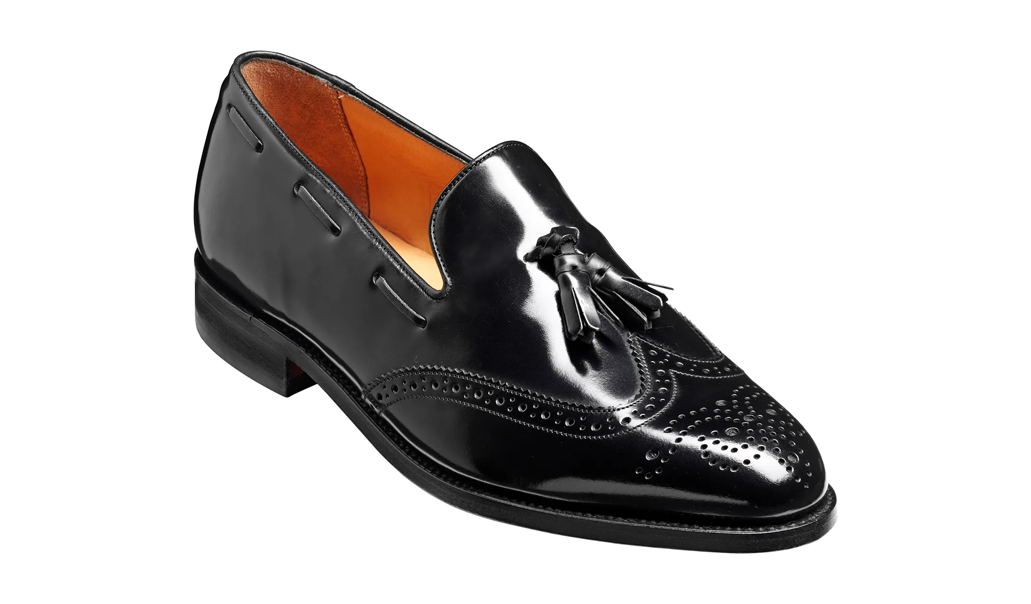 Clive - Black Hi-Shine Wingtip Loafer Street Safe Light Fit
