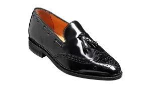 Casual Support Clive - Black Hi-Shine Wingtip Loafer