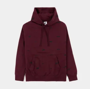 Club AOP Mens Hoodie (Maroon) mountain style Abstract print