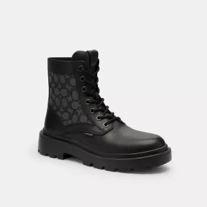 Refined Layer Coach Outlet Combat Boot With Signature Jacquard