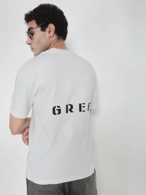 Men's White Typography Regular Fit T-Shirt Club Mode