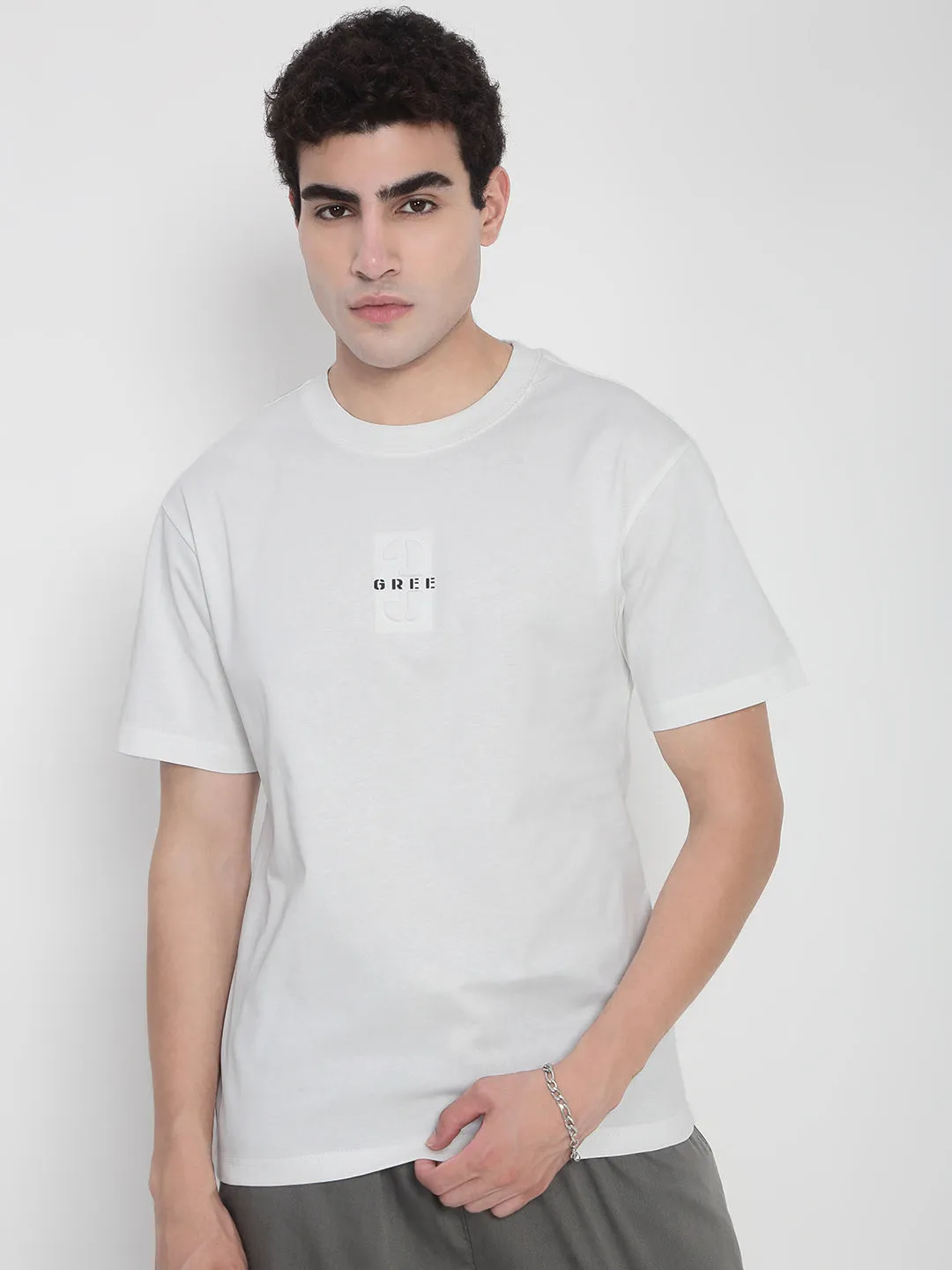 Men's White Typography Regular Fit T-Shirt Power Vibe LightweightKnit