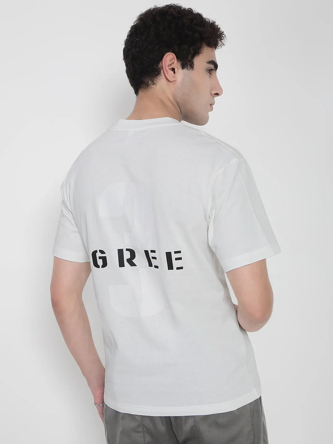 Evening Glow Men's White Typography Regular Fit T-Shirt