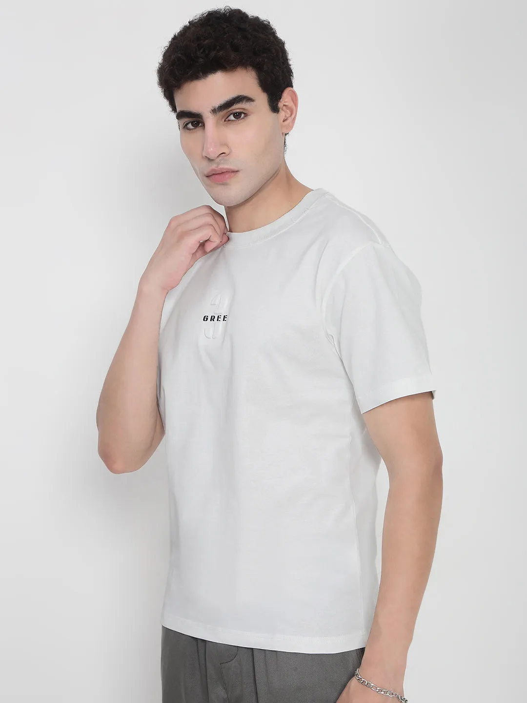 Simple Fashion Timeless Cardigan Men's White Typography Regular Fit T-Shirt