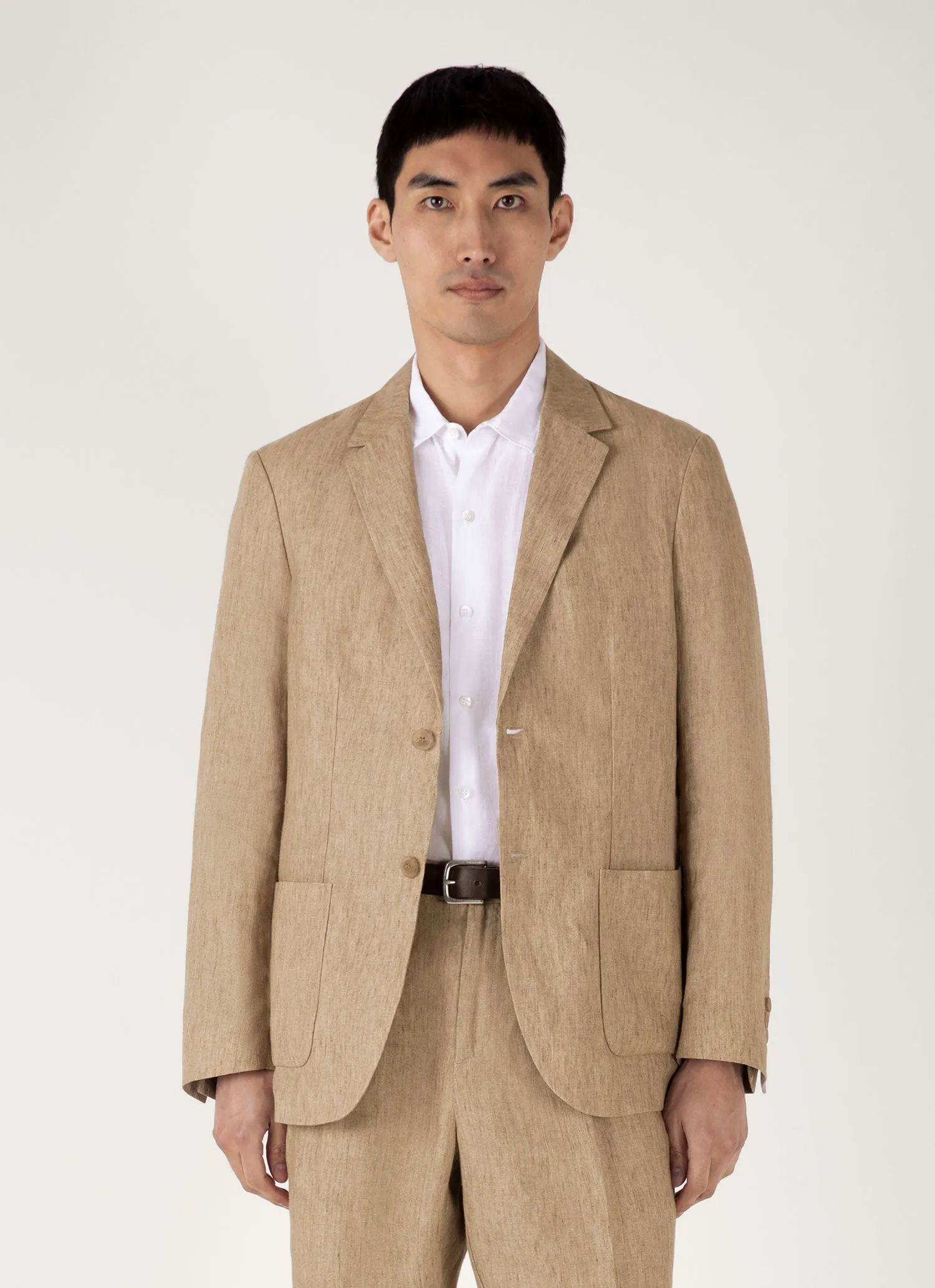 Anti Pilling Texture Men's Linen Blazer in Dune Melange