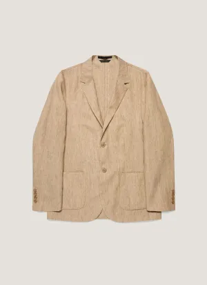 Men's Linen Blazer in Dune Melange ElasticCuffs Stylish Daily Fit