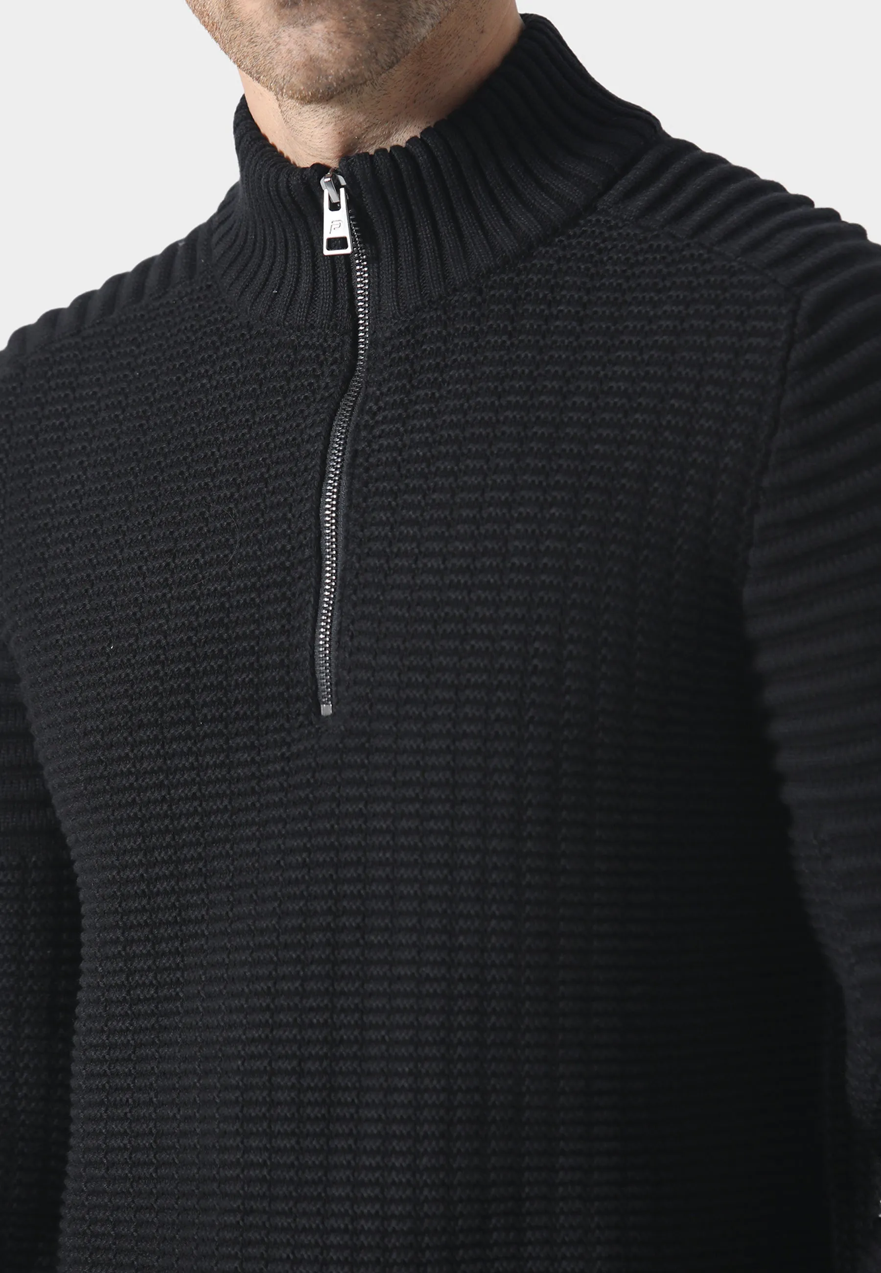 Collupton Black Knitwear Relaxed Layer Stretch Knit Backing