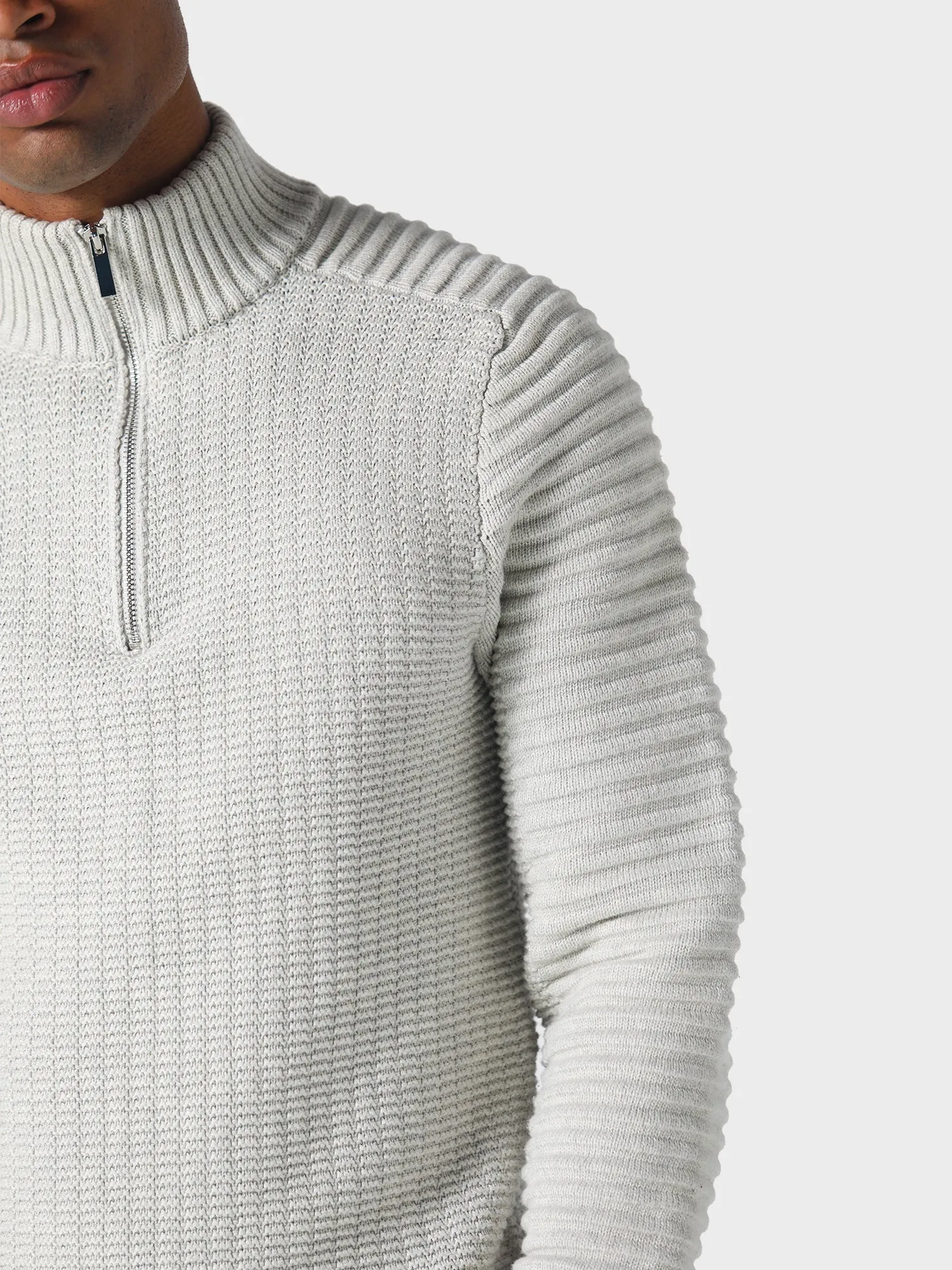 Textured Weave Collupton Ecru Knitwear