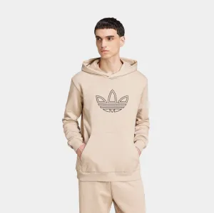 Weekend Casual Cozy Layers Trefoil Outline Pullover Mens Hoodie (Beige/Black)