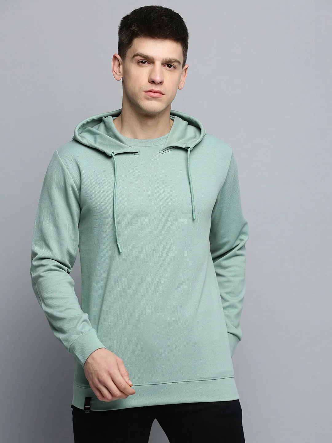 product launch Men's Green Hooded Pullover Cotton Sweatshirt