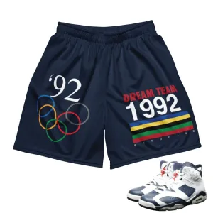 Retro 6 Olympic Dream Team Mesh Shorts Flexible Movement Cut MultiPocket Design