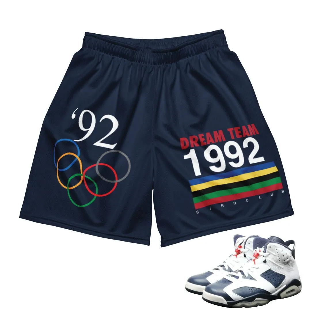 Retro 6 Olympic Dream Team Mesh Shorts Compact Storage Pocket
