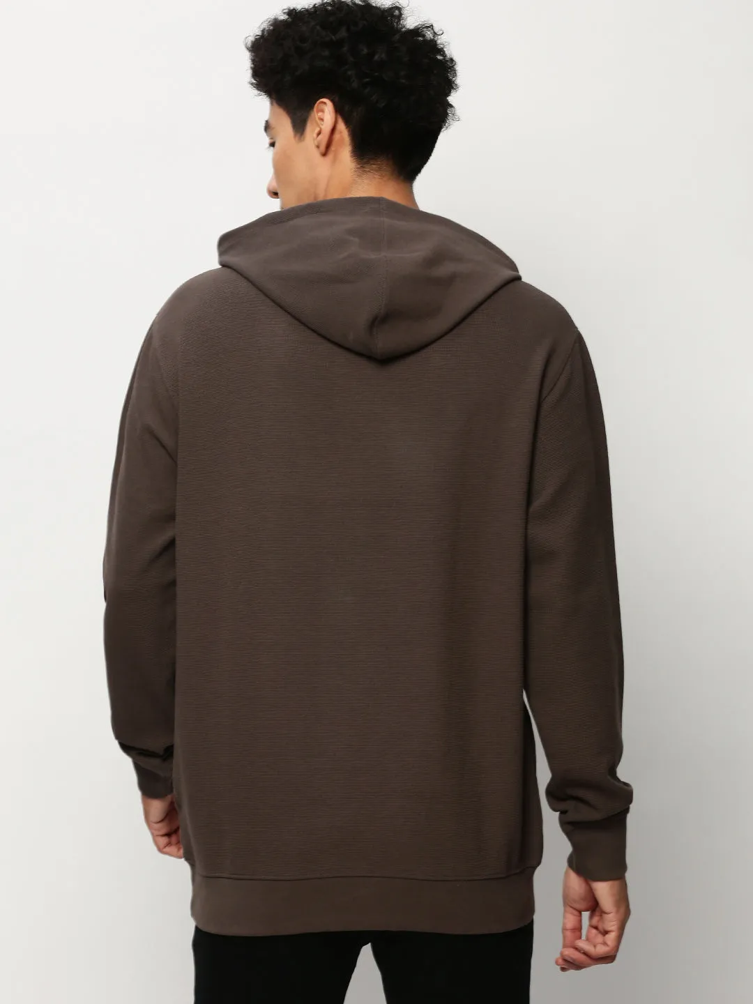 Men's Grey Typography Printed Cotton Hooded Sweatshirt good for yoga