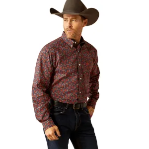 Ariat Men's Wrinkle Free L/S Classic Fit Iman Western Button Down Shirt in Navy Effortless Look