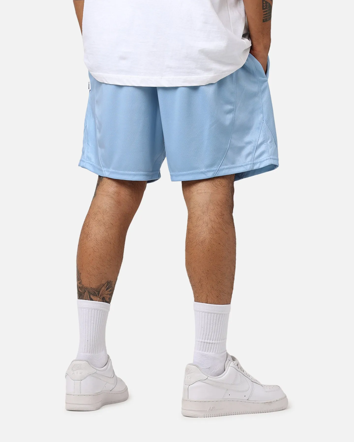 Sporty Style Carr?? C-Star Mesh Basketball Shorts Light Blue