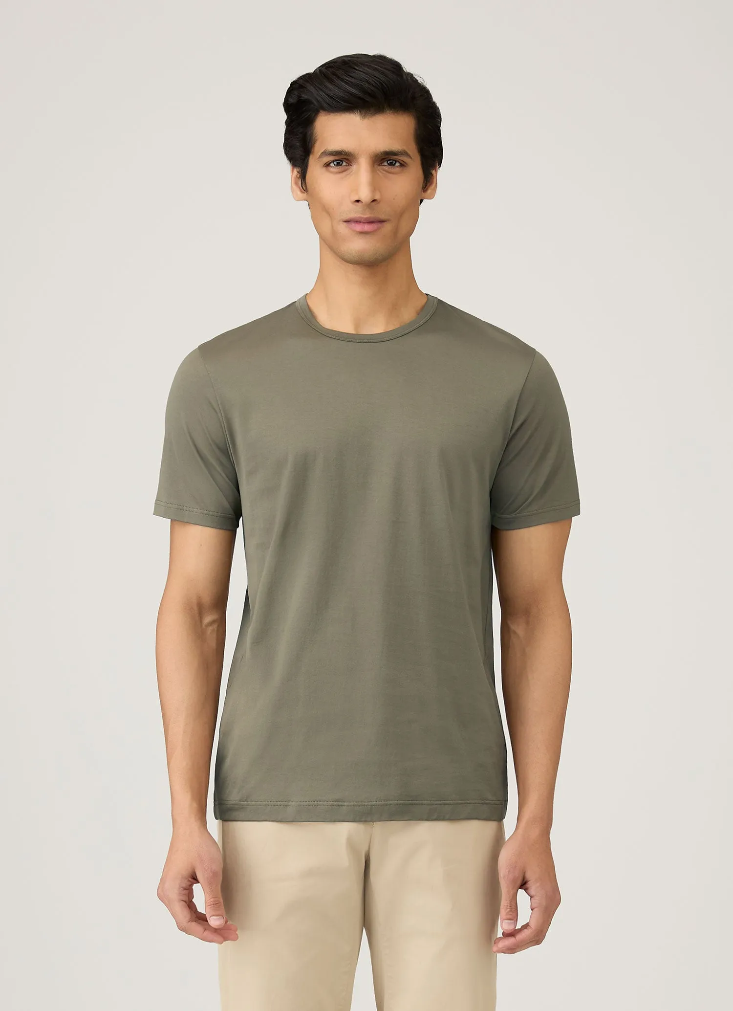 Men's Classic T-shirt in Khaki Taped Neckline
