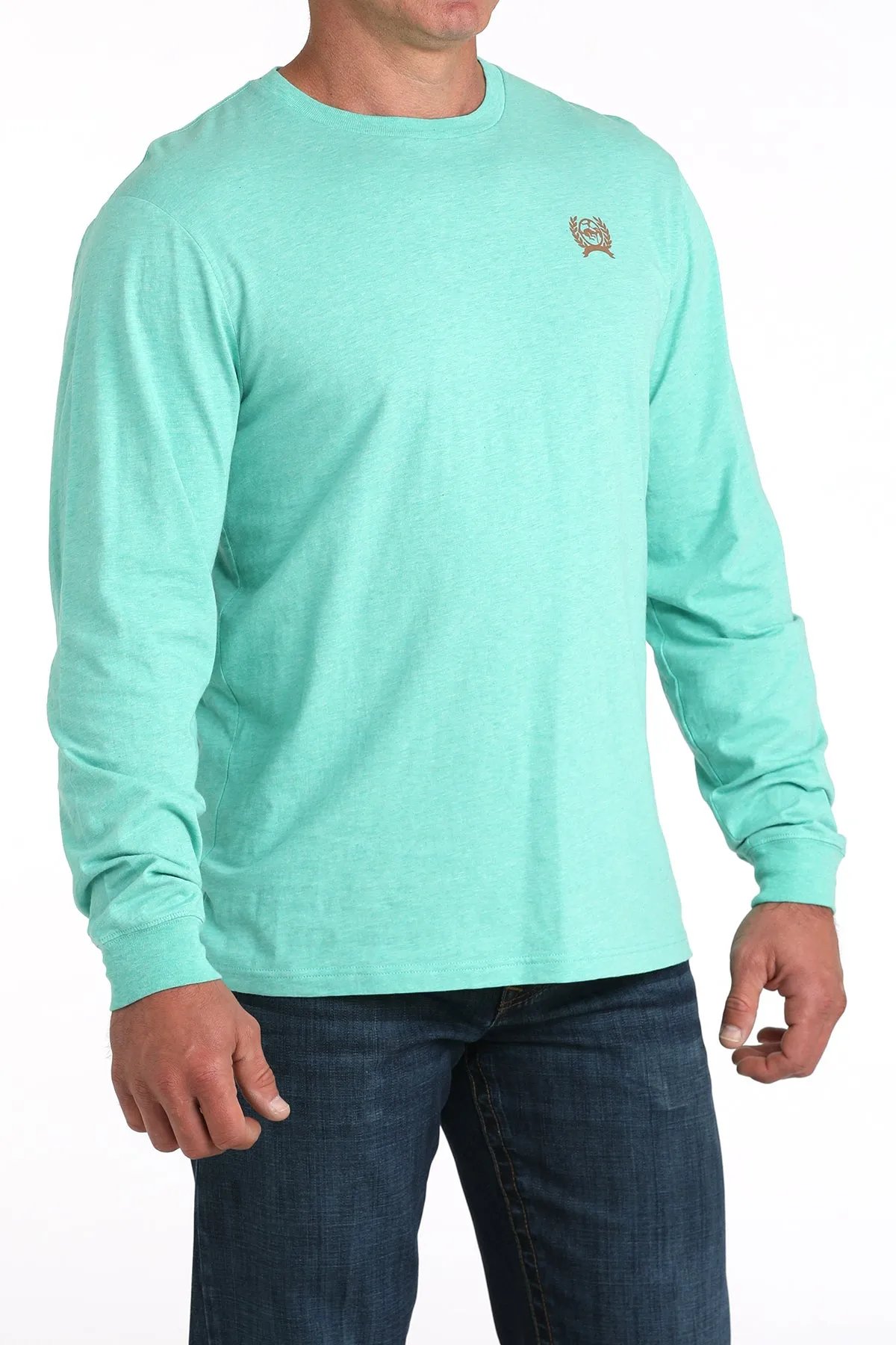 Moisture Wicking Fabric dry cleanable Cinch Men's L/S Rodeo Graphic Logo T-Shirt in Turquoise