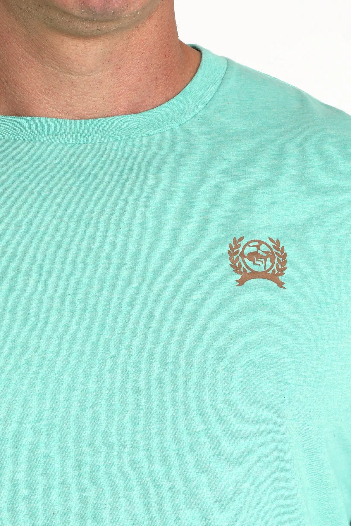 Pocket Detailing Soft Wearable Cinch Men's L/S Rodeo Graphic Logo T-Shirt in Turquoise