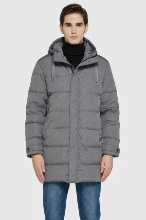 Soft Interior Brushing Mid-Length Warm Hooded Puffer Down Jacket