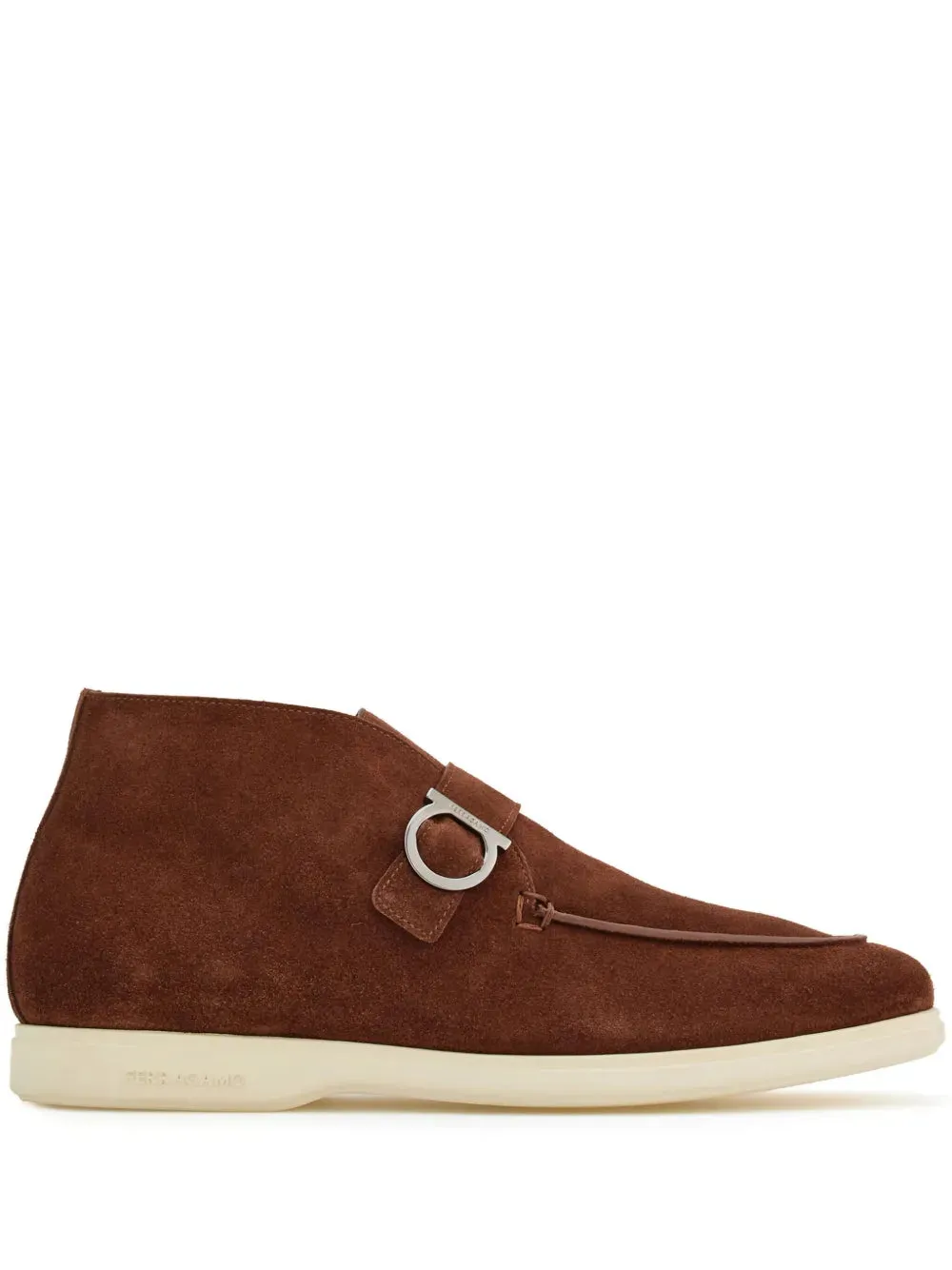 Ferragamo Gancini-Buckle Suede Boots Dual Tone